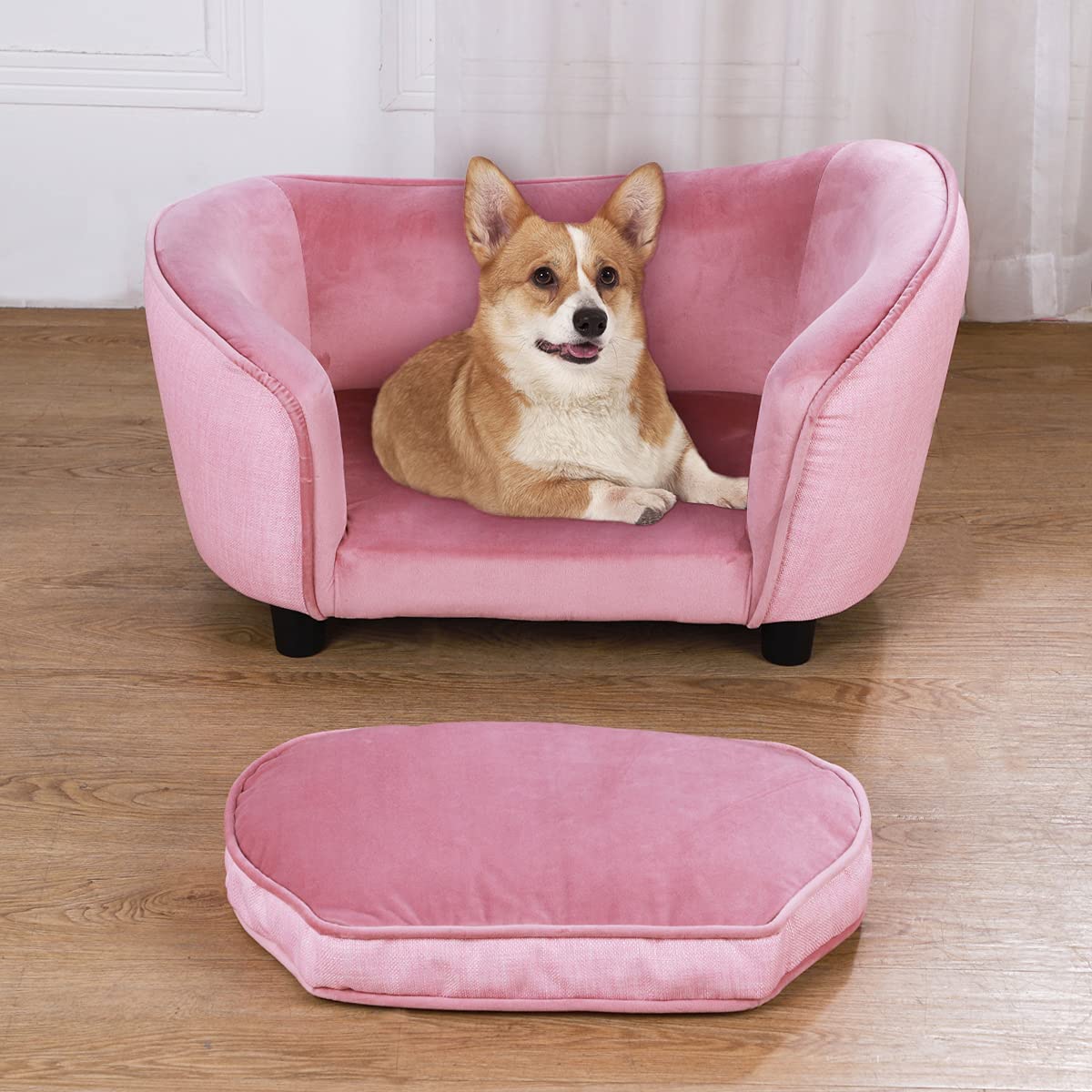Cojín desmontable lavable de Getifun para mascotas en rosa