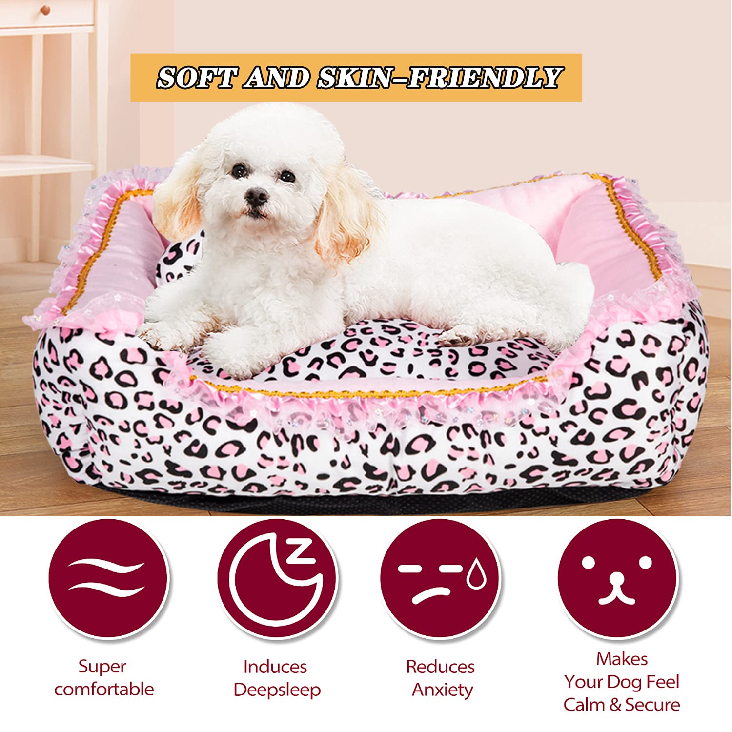 Cama Gigreinc cuadrada para mascotas con base Oxford resistente para uso diario.