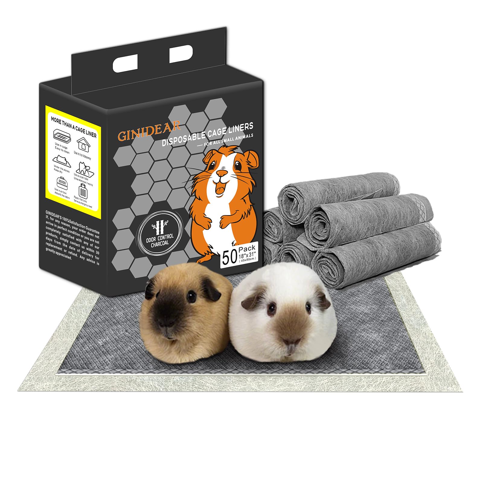 Almohadillas desechables GINIDEAR para jaula de cobayos, control de olor natural