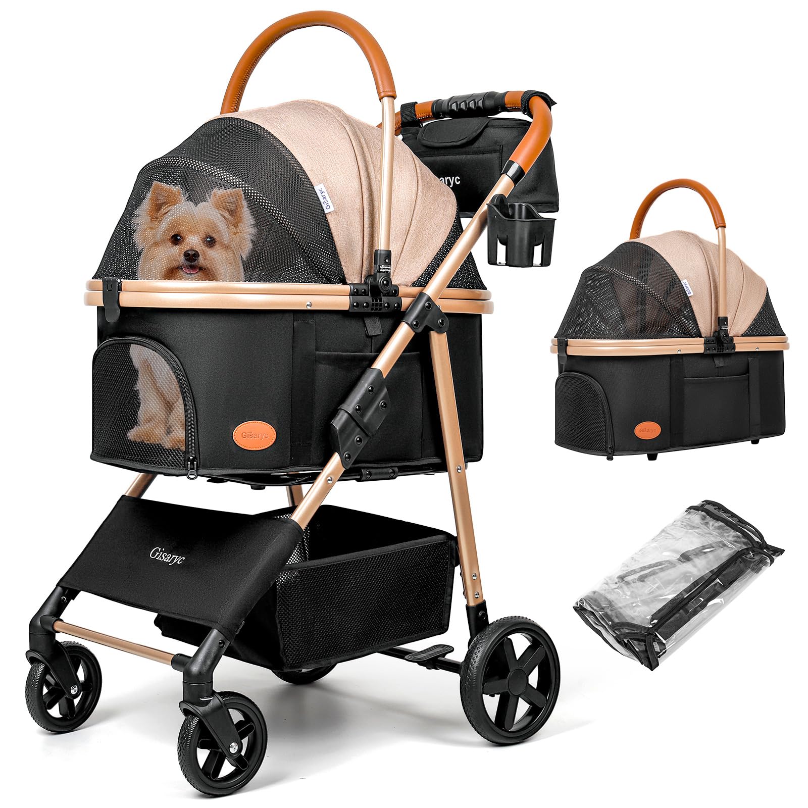 Gisaryc coche-mascotas-3-en-1 para paseos cómodos de mascotas pequeñas