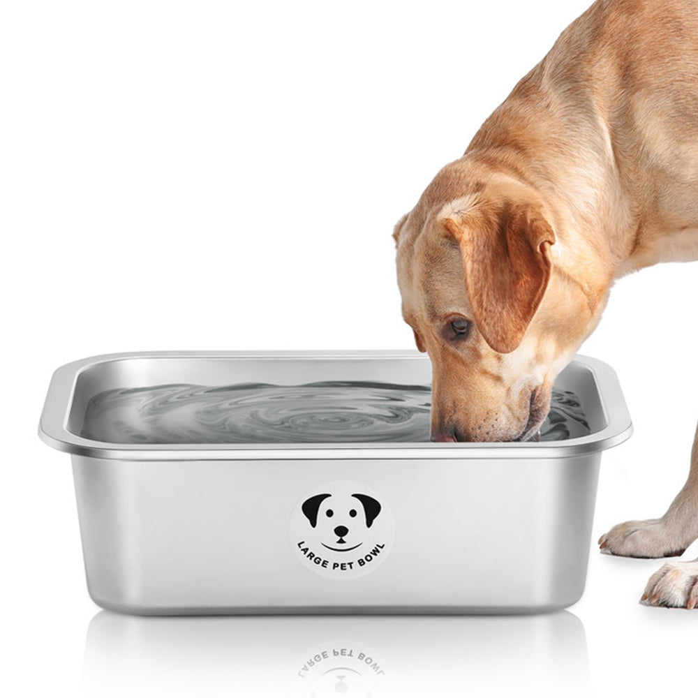 GIXSEGIE cuenco de acero inoxidable para perros grandes con borde pulido, duradero.