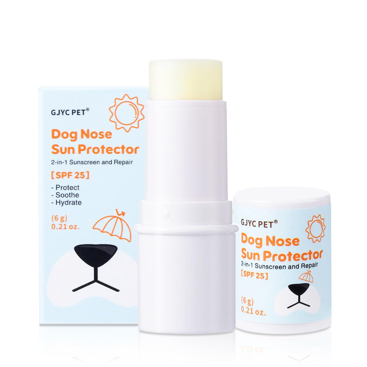Bálsamo GJYC PET para nariz de perro con SPF25 protegiendo del sol