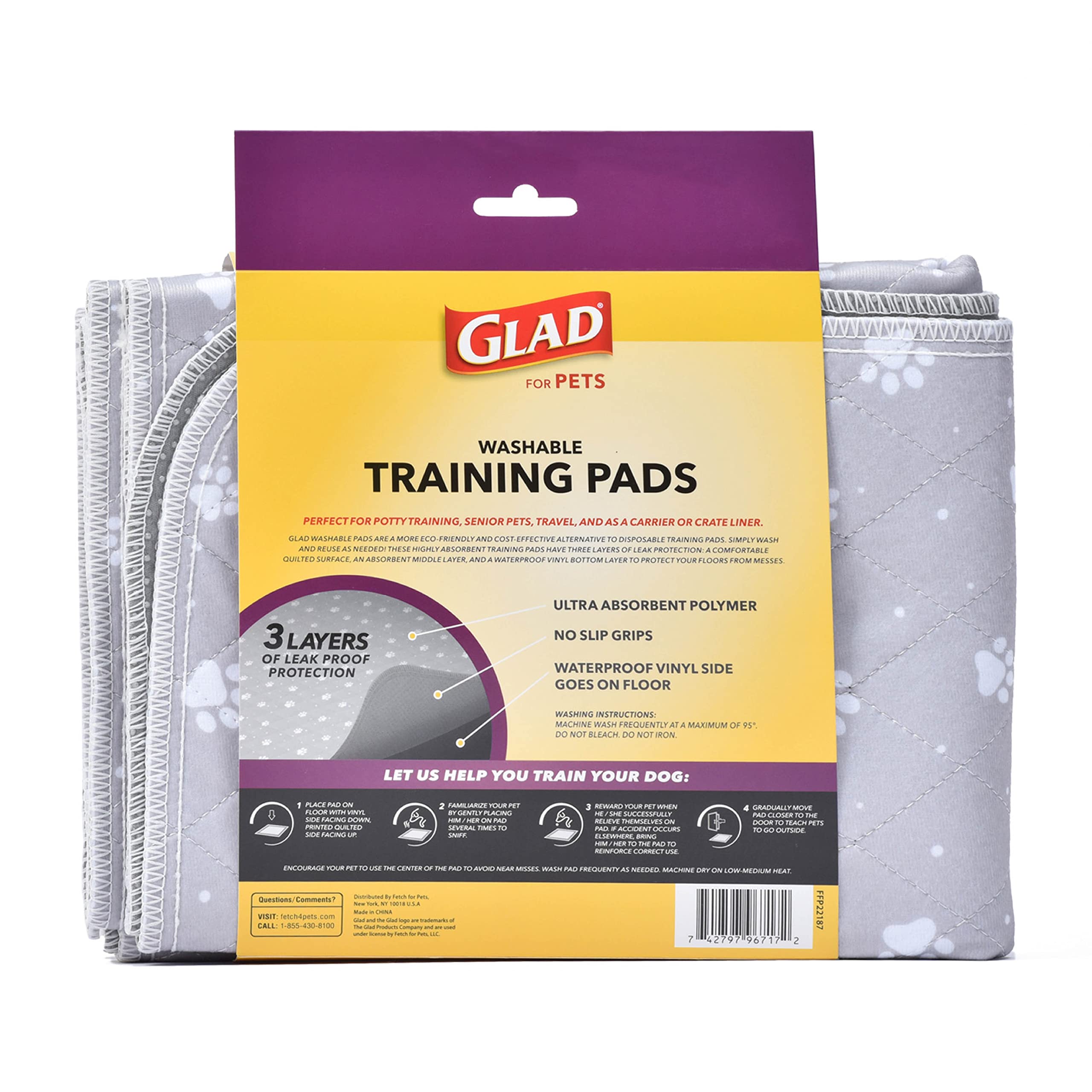 GLAD almohadilla lavable gris con patitas, opción ecológica para entrenar