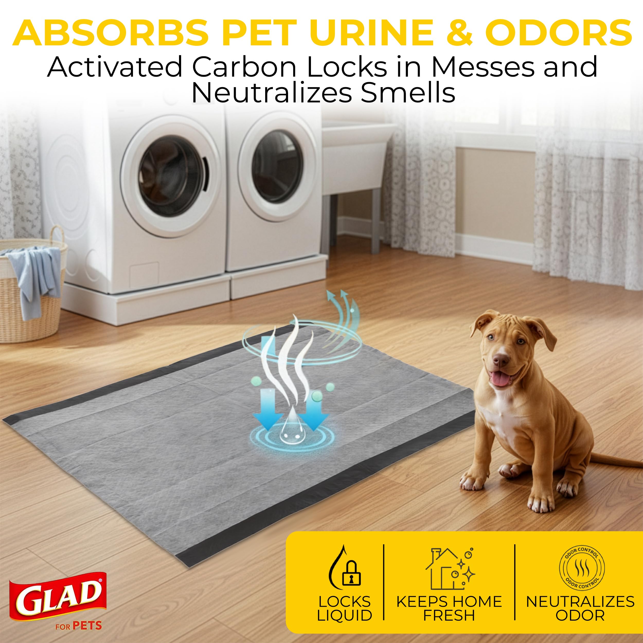 Diseño evita fugas con gel en Glad for Pets pad entrenamiento