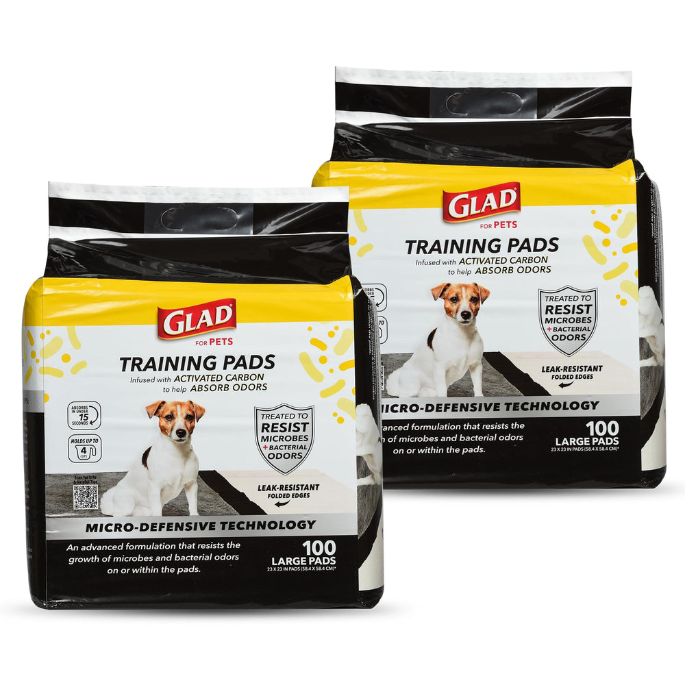 Glad pad carbón activado para cachorros, tamaño 23x23, ayuda a entrenar manteniendo el área limpia.