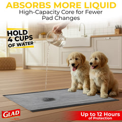 Glad para Mascotas: almohadillas multicapa que absorben rápidamente y evitan derrames.