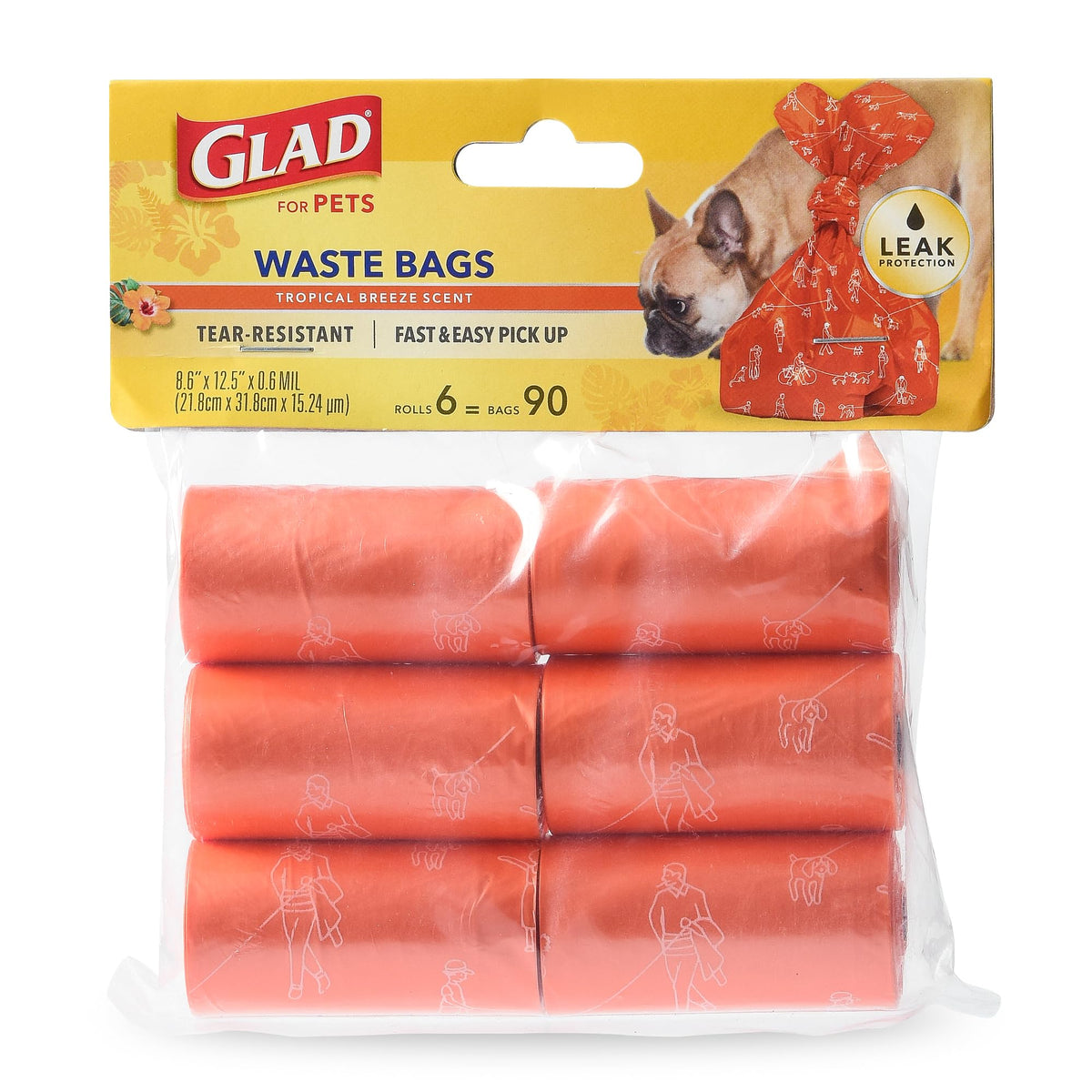 Glad para mascotas bolsas para heces con impresión tropical, ideal para paseos limpios