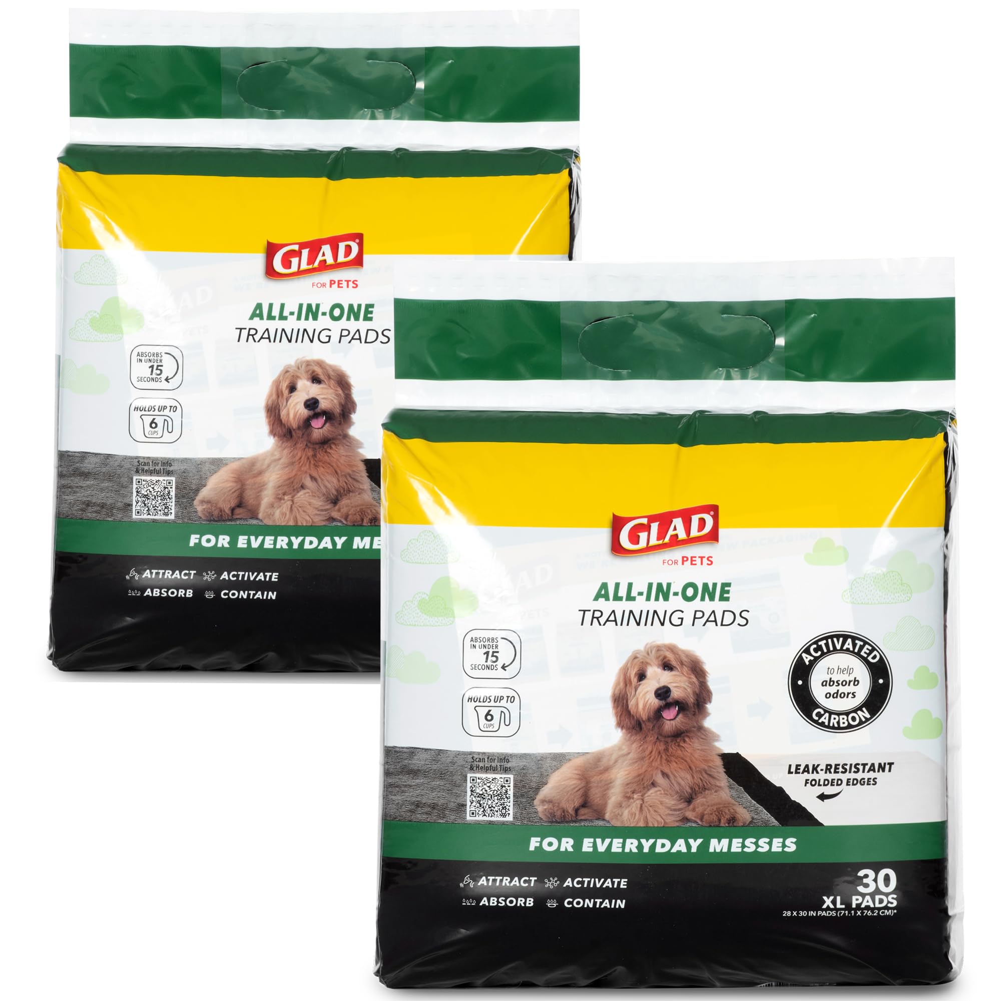 Glad para Mascotas: tapete entreno extra grande con carbón activado para mayor cobertura y control de olores.