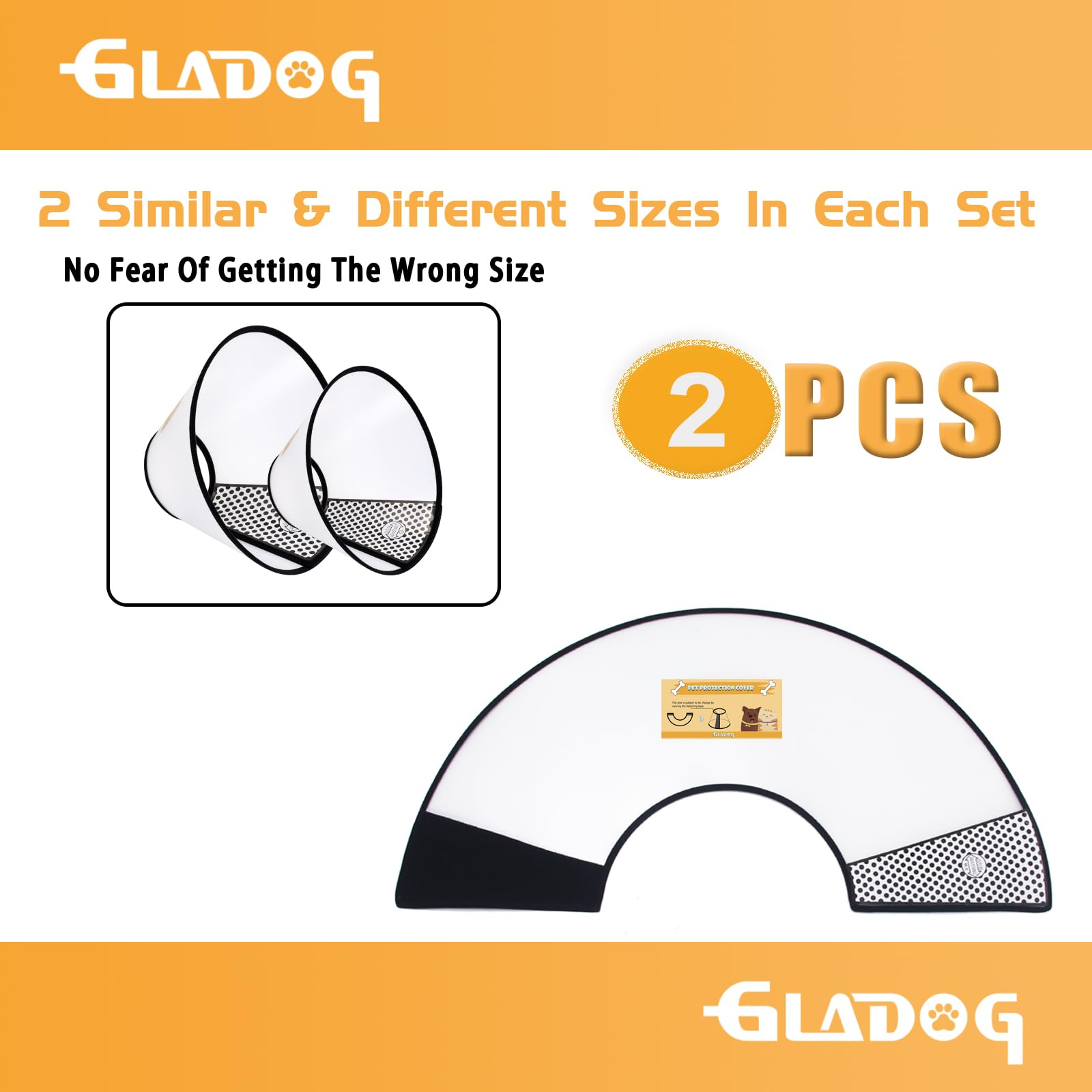 GLADOG cono blando, dos tallas exactas, ajuste perfecto para diferentes tamaños de perro