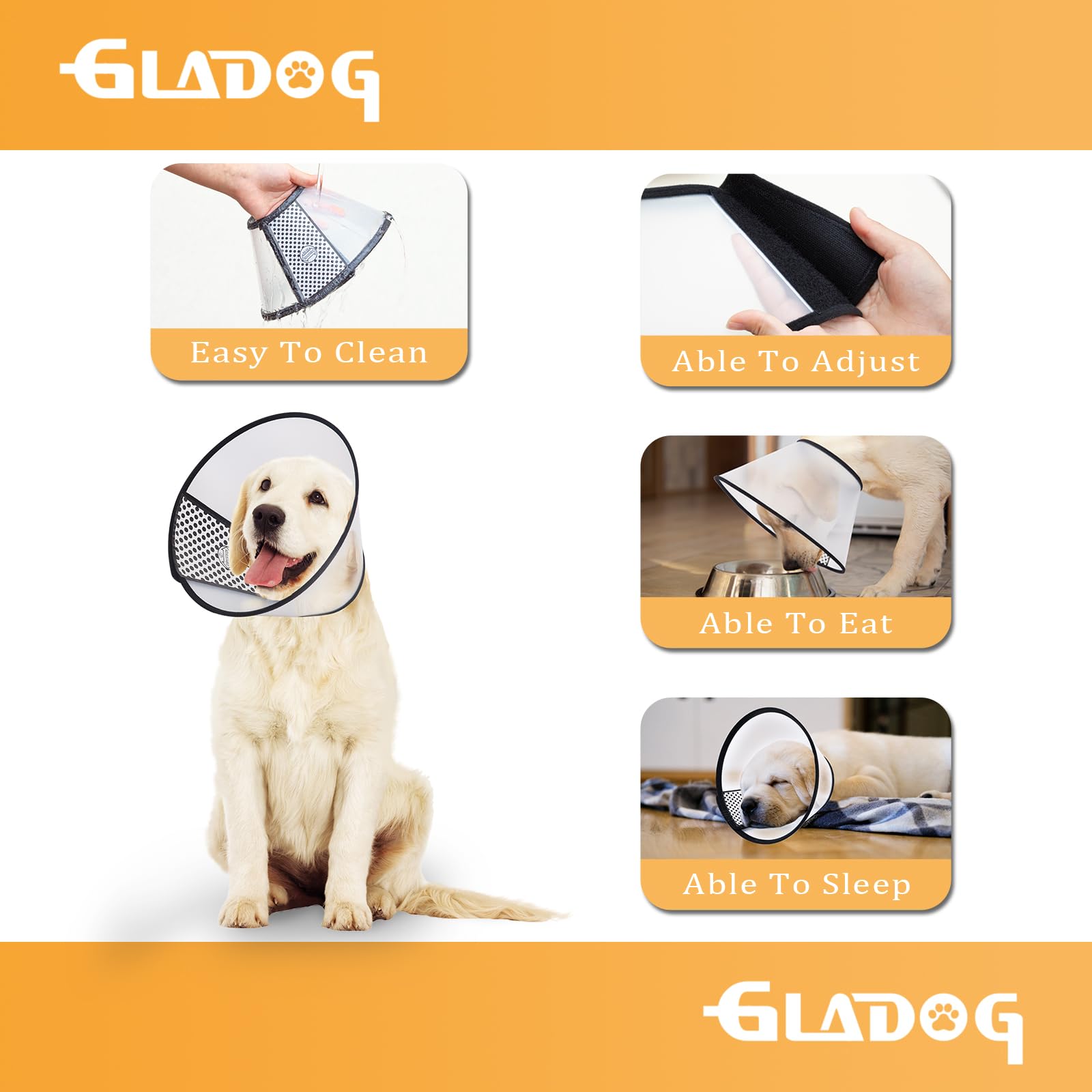 Cono ligero de PVC GLADOG que permite comer y beber con normalidad
