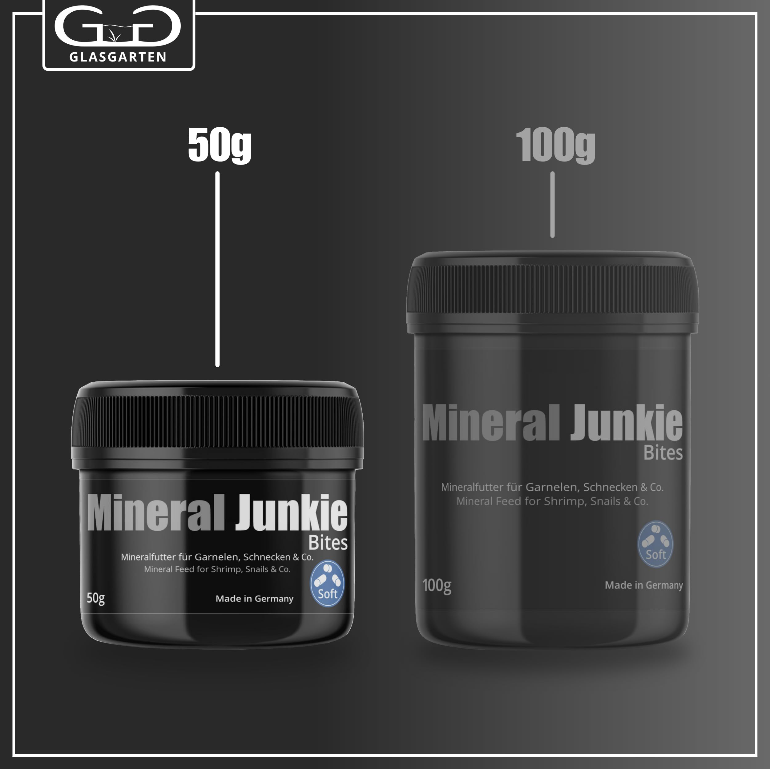  GlasGarten Mineral Junkie Bites: dosificación rápida para invertebrados en acuarios.