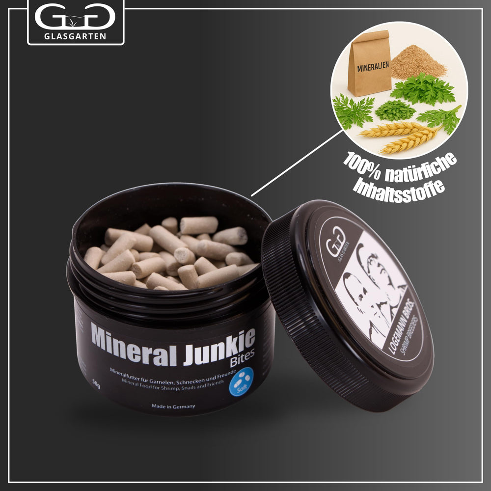  GlasGarten Mineral Junkie Bites: proteína baja y minerales para agua clara.