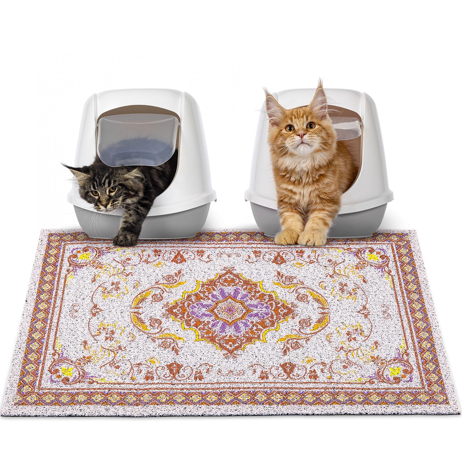 Alfombra Glittme para arena de gato con base antideslizante protege el suelo.