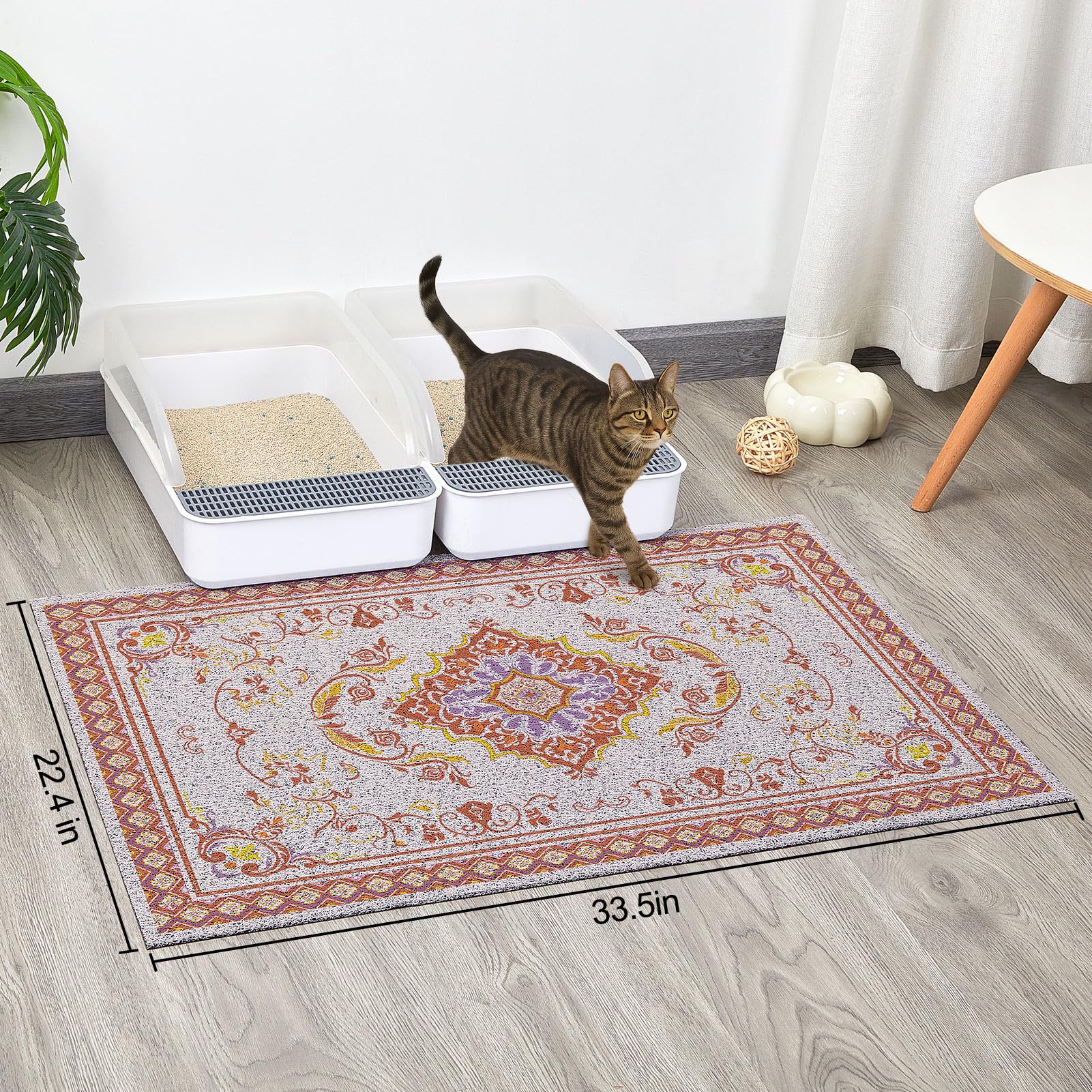 Alfombra Glittme para arena de gato, malla de alta densidad captura la arena caída.