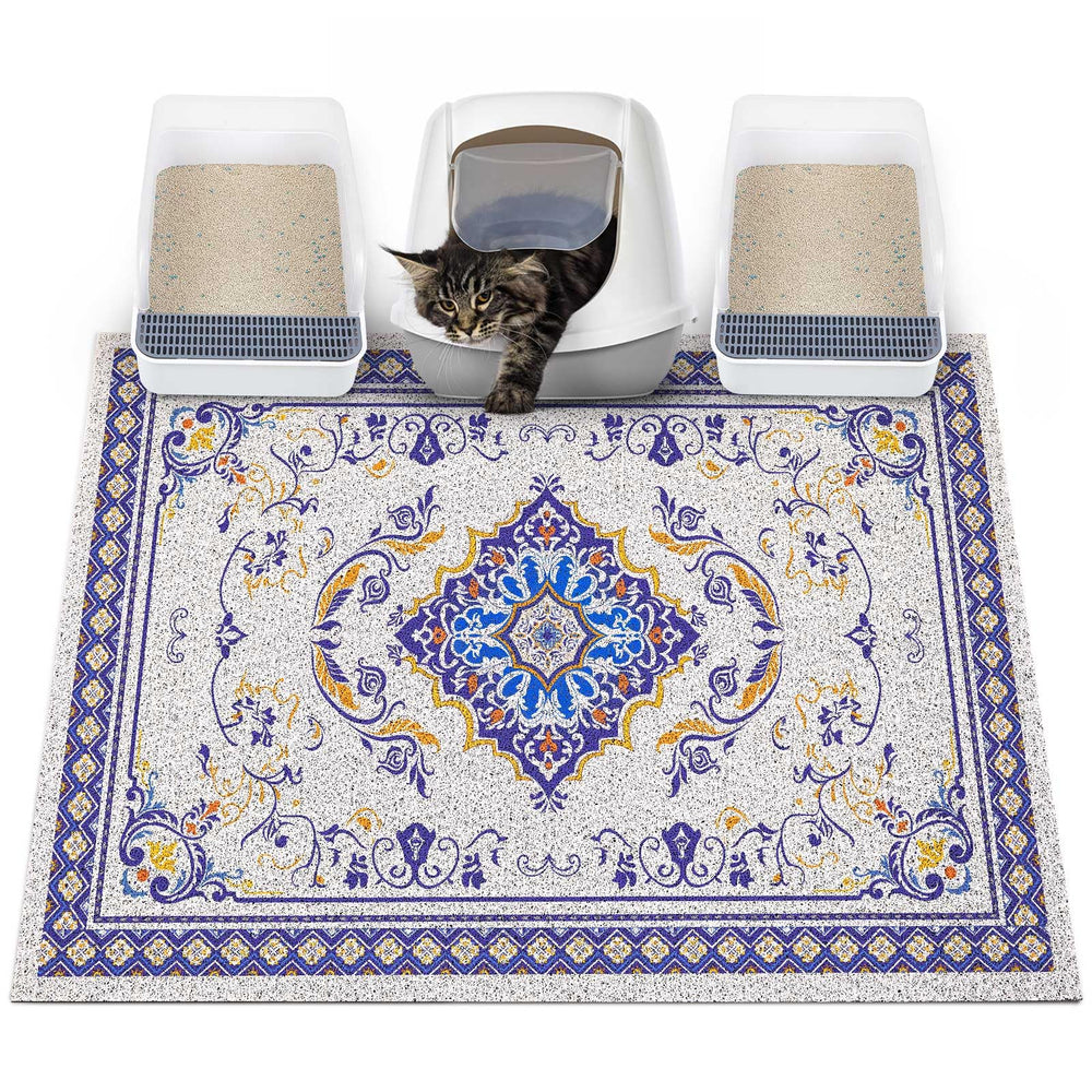 Glittme alfombrilla para arena de gato con base antideslizante mantiene la caja estable.