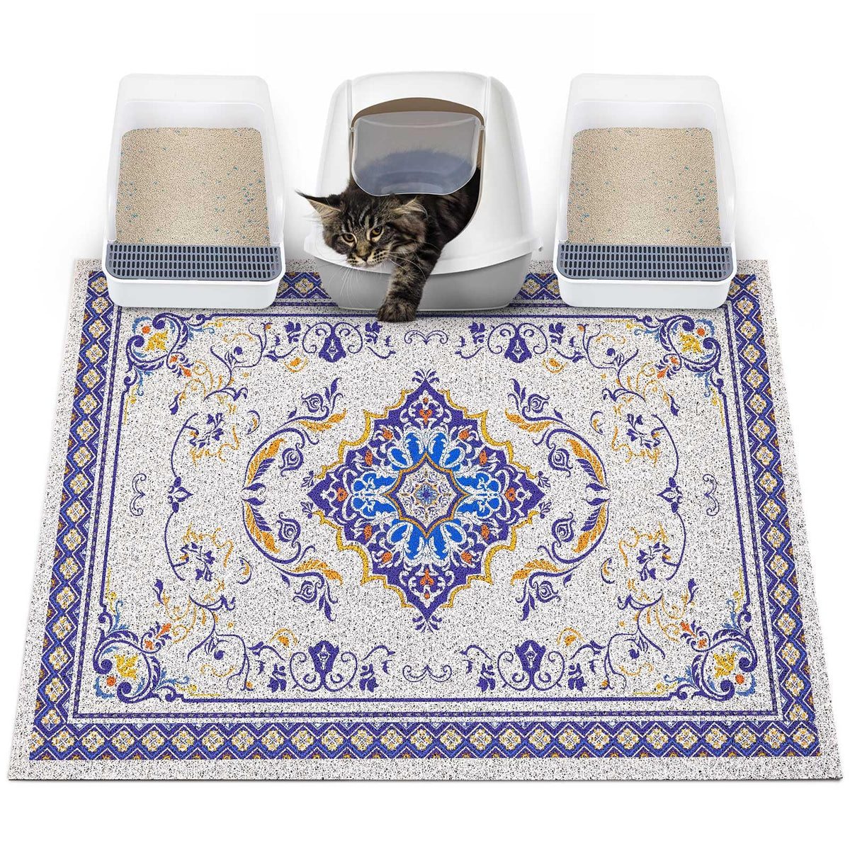 Glittme alfombrilla para arena de gato con base antideslizante mantiene la caja estable.