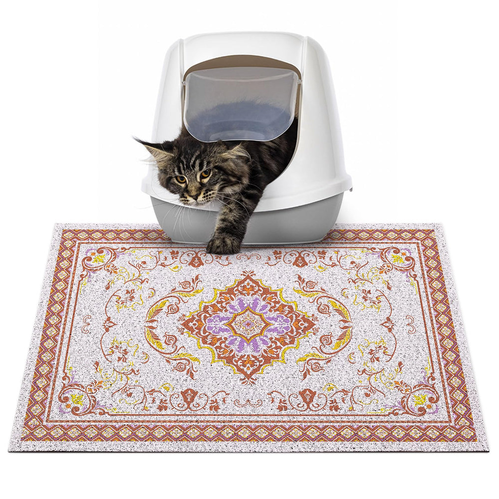 Glittme alfombrilla para arena de gatos, vista frontal, protege el piso.