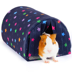 Glittme escondite para cobaya con cortina y tunel: refugio seguro para juego y descanso.
