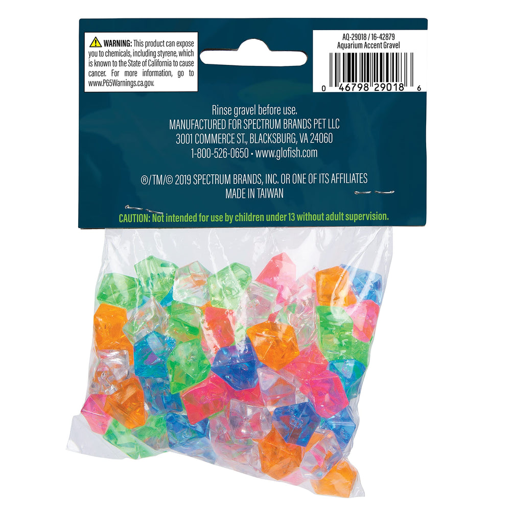 GloFish Accent Gravel multicolor para resaltar el paisaje subacuático.