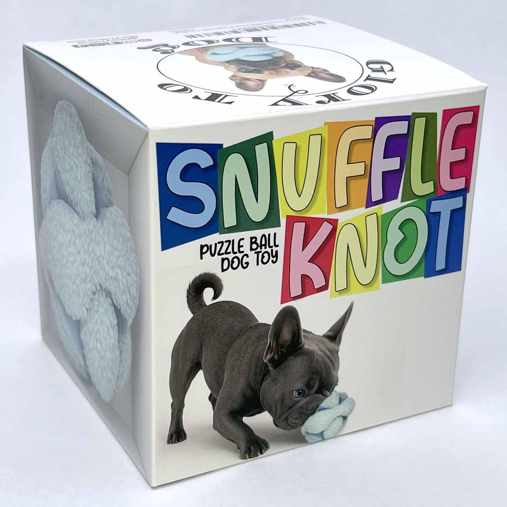 Glory To Dog Blue Snuffle Knot: textura felpa duradera para juego suave y resistente.