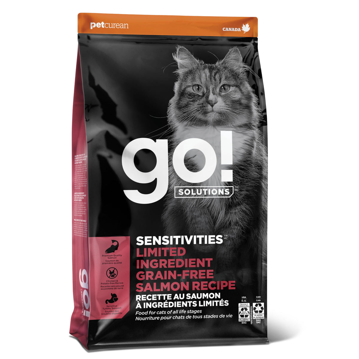 Go! Solutions Sensibilidades con salmón como primer ingrediente, sabor atractivo para gatos exigentes