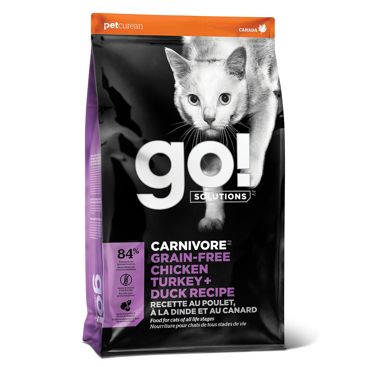 Go! Solutions Carnivore, bolsa de 16 lb, pienso seco para gatos activos.