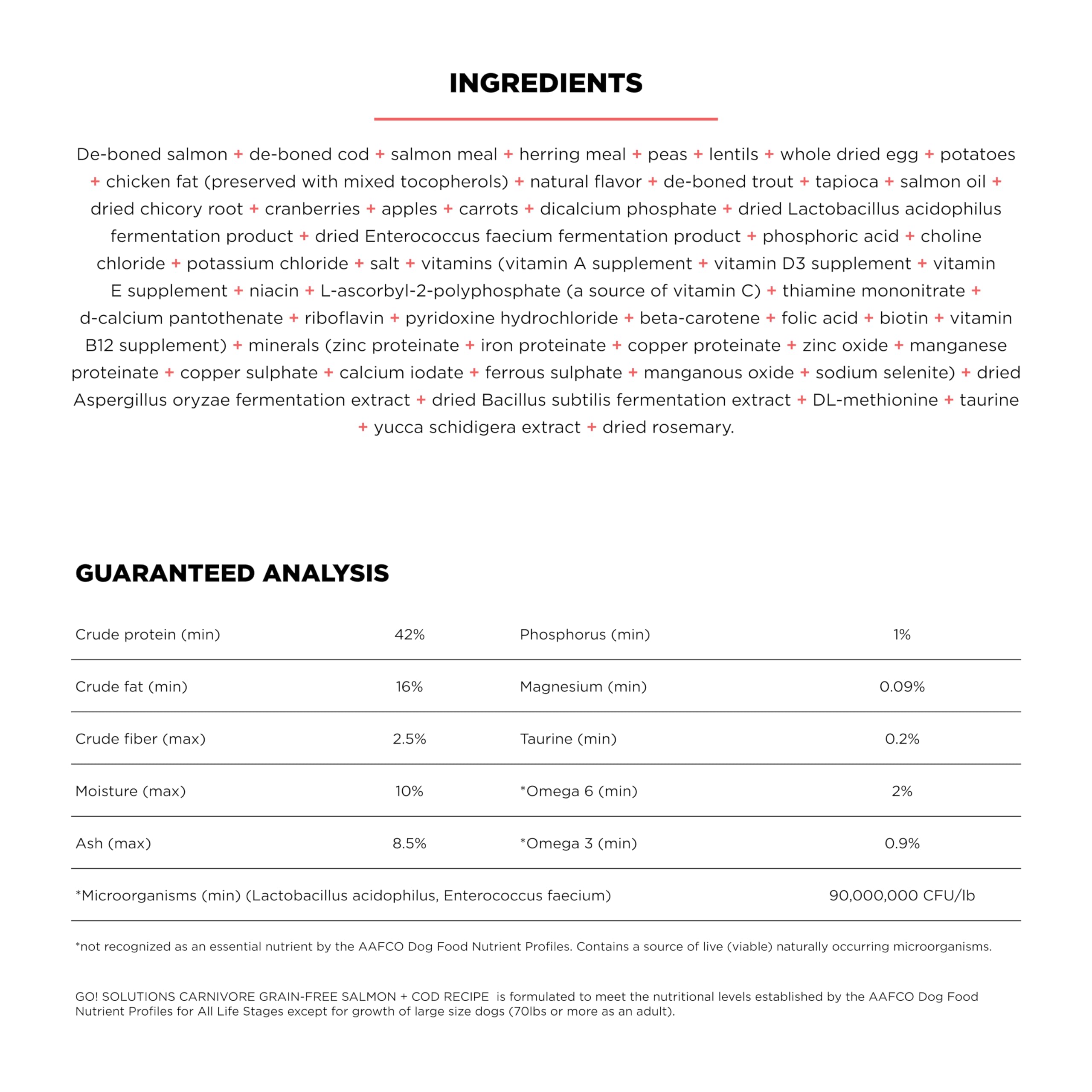 Go! Solutions Carnivore: primeros 4 ingredientes de origen animal, proteína de calidad.