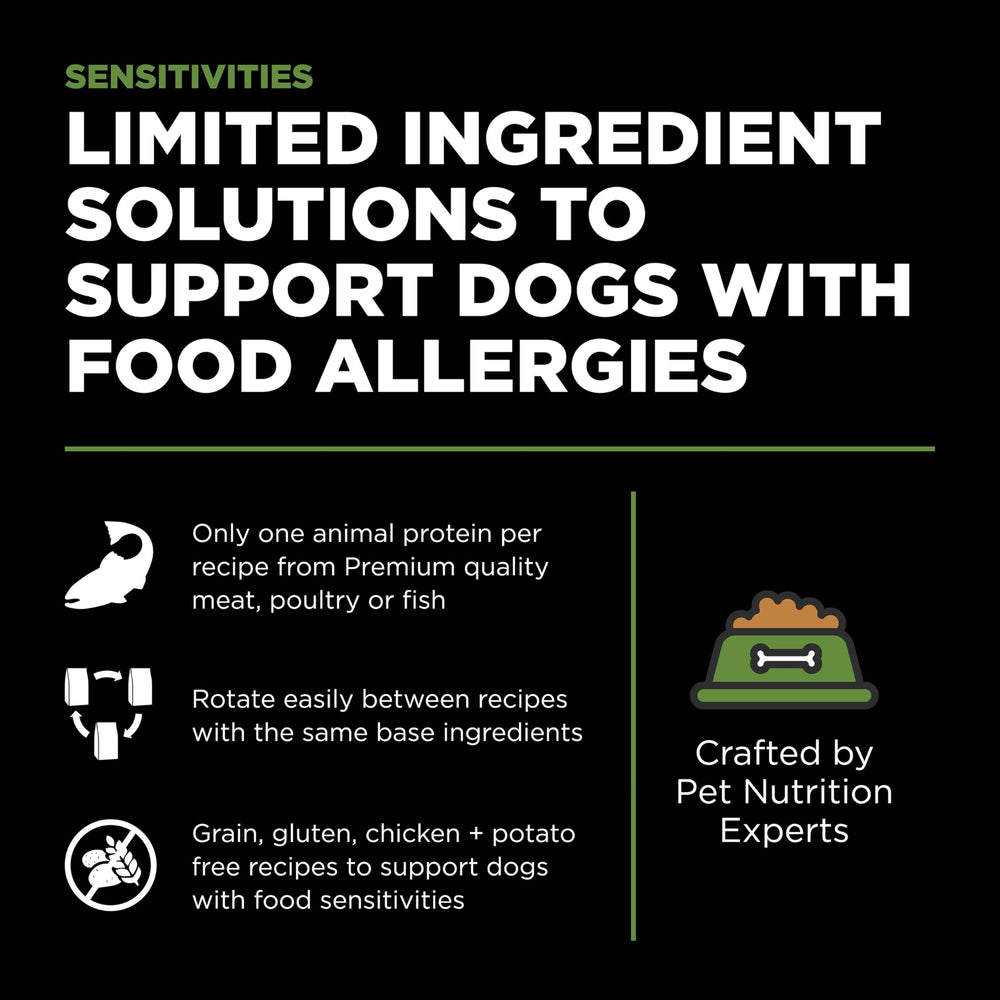 Go! Solutions Sensitivities ingredientes limitados para alergias caninas.