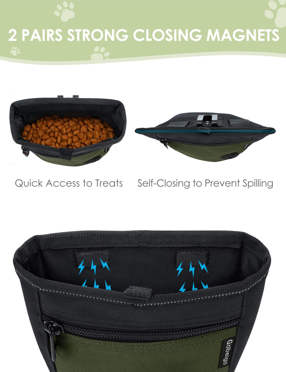 Gobeigo tiene capacidad para dos tazas de premios, ideal para paseos largos.