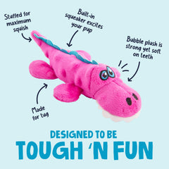 Textura de burbujas en goDog Gators para agarre suave durante el juego.