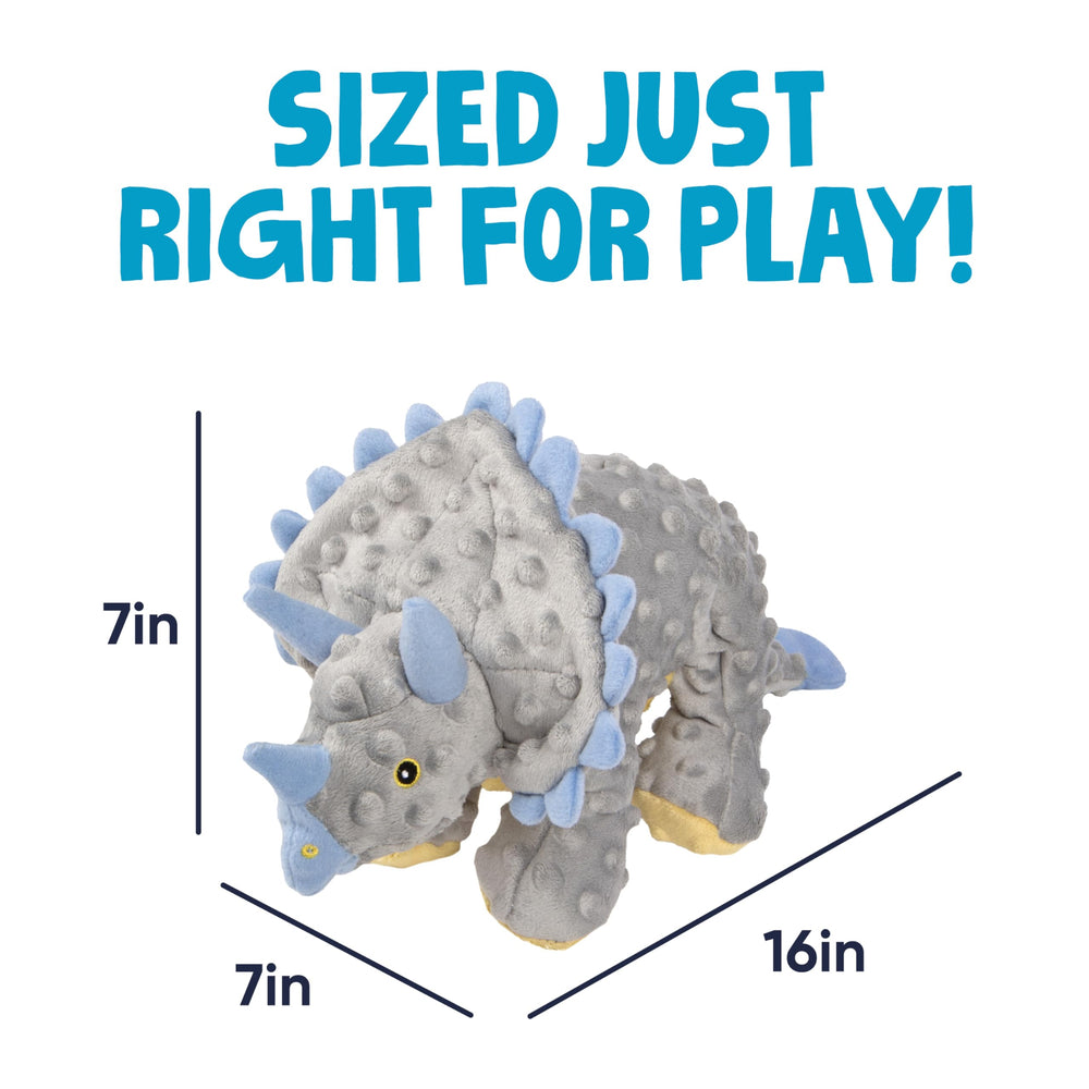 GoDog Dinos Frills costuras reforzadas para mayor durabilidad en mordidas.