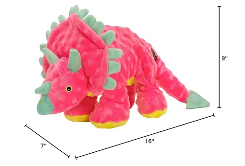 GoDog Dinos Frills, peluche rose grand, agréable pour jeux calmes et câlins.