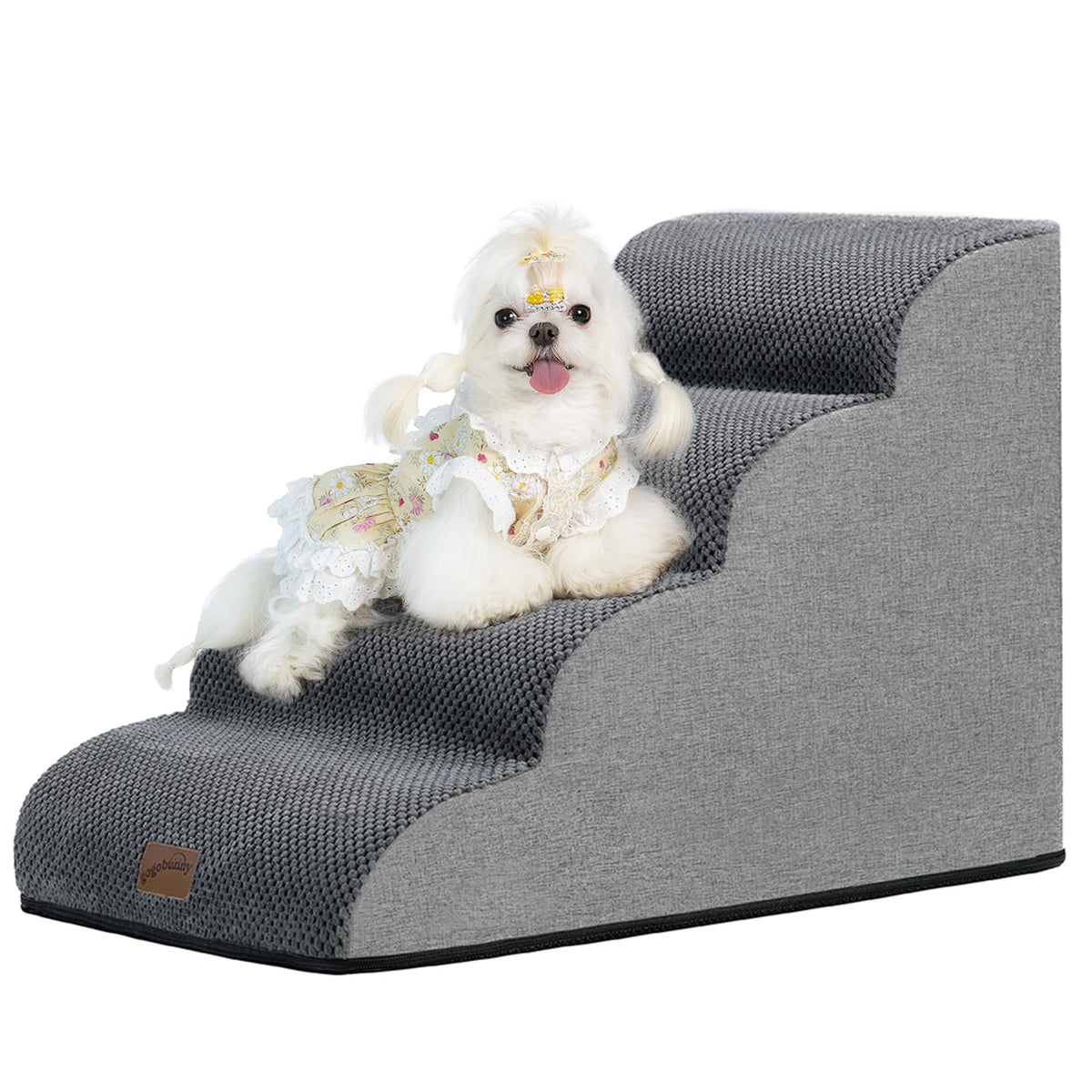 GoGoBunny escalera para perro con espuma alta densidad, curva, apoyo estable para sofá