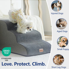 GoGoBunny escalera para perro usada en sofá o cama, seguro acceso