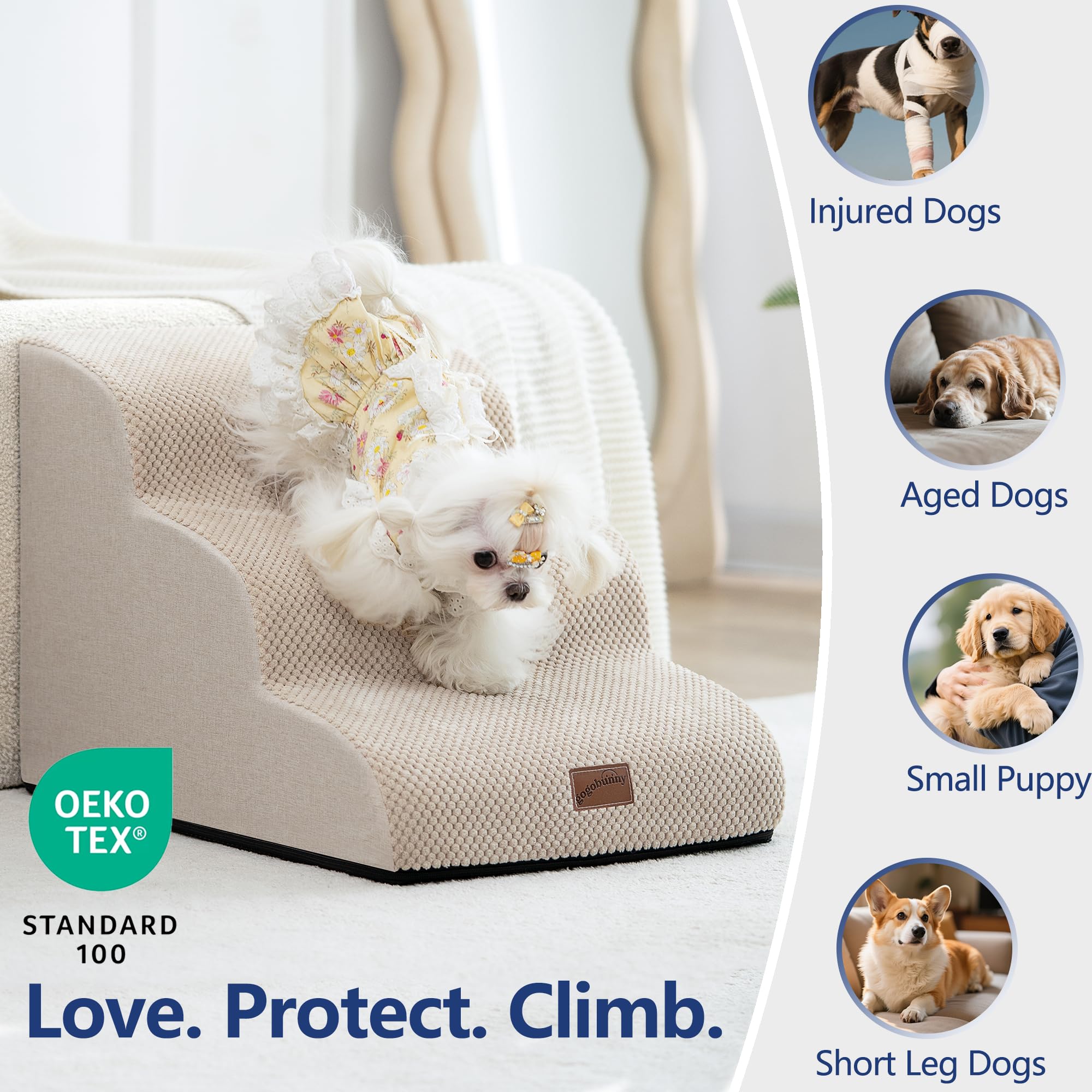 GoGoBunny escalera para perros en interior facilita subir y bajar sin esfuerzo