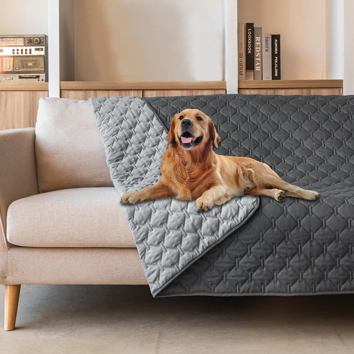 Manta impermeable gogobunny 52x82 pulgadas, dos caras para protección duradera de muebles.