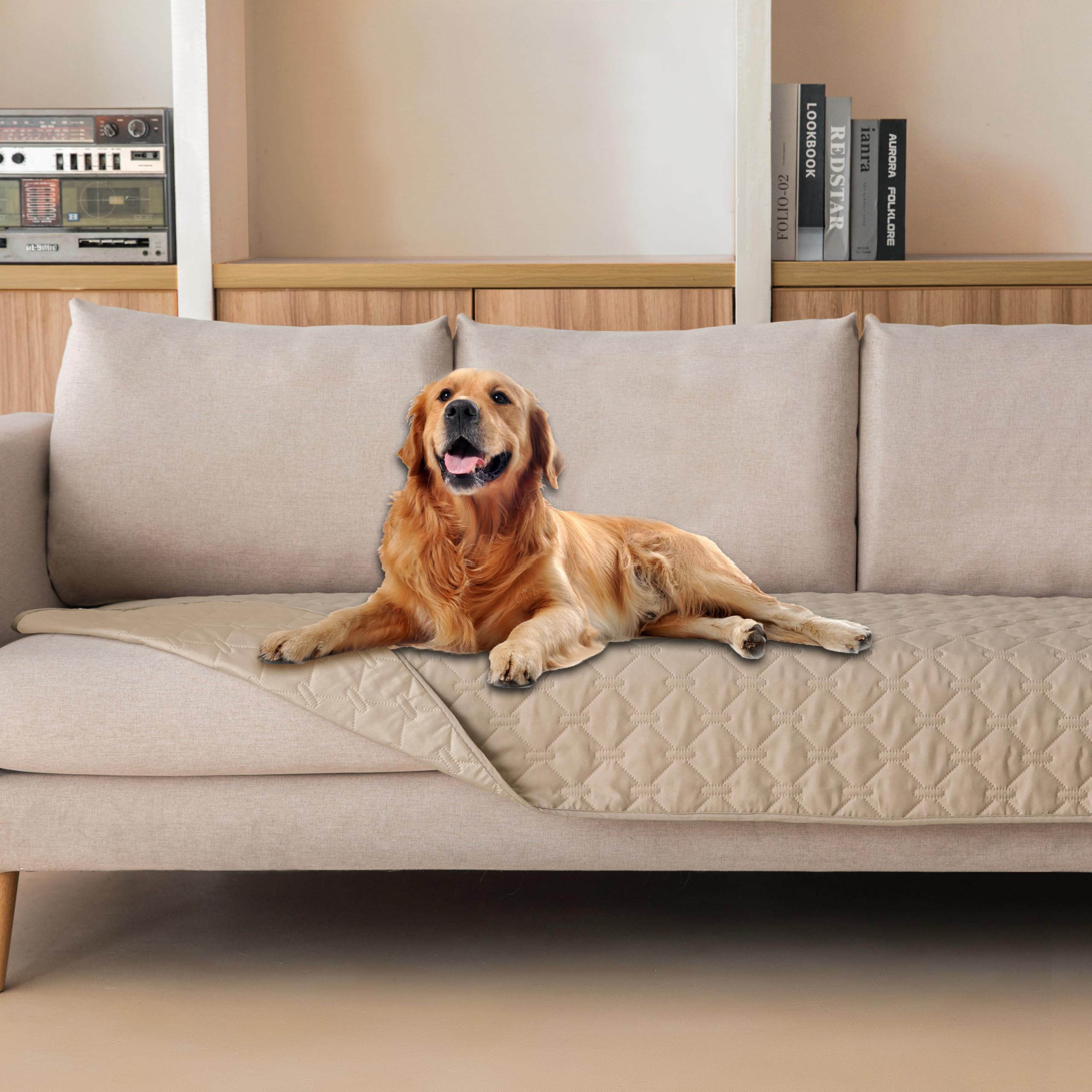 Gogobunny manta impermeable tres veces resistente, frente, protege muebles de arañazos y manchas.