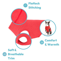 Gooby chaleco perro Microfibra estirada detalle-tejido, suavidad y respirabilidad al tacto.