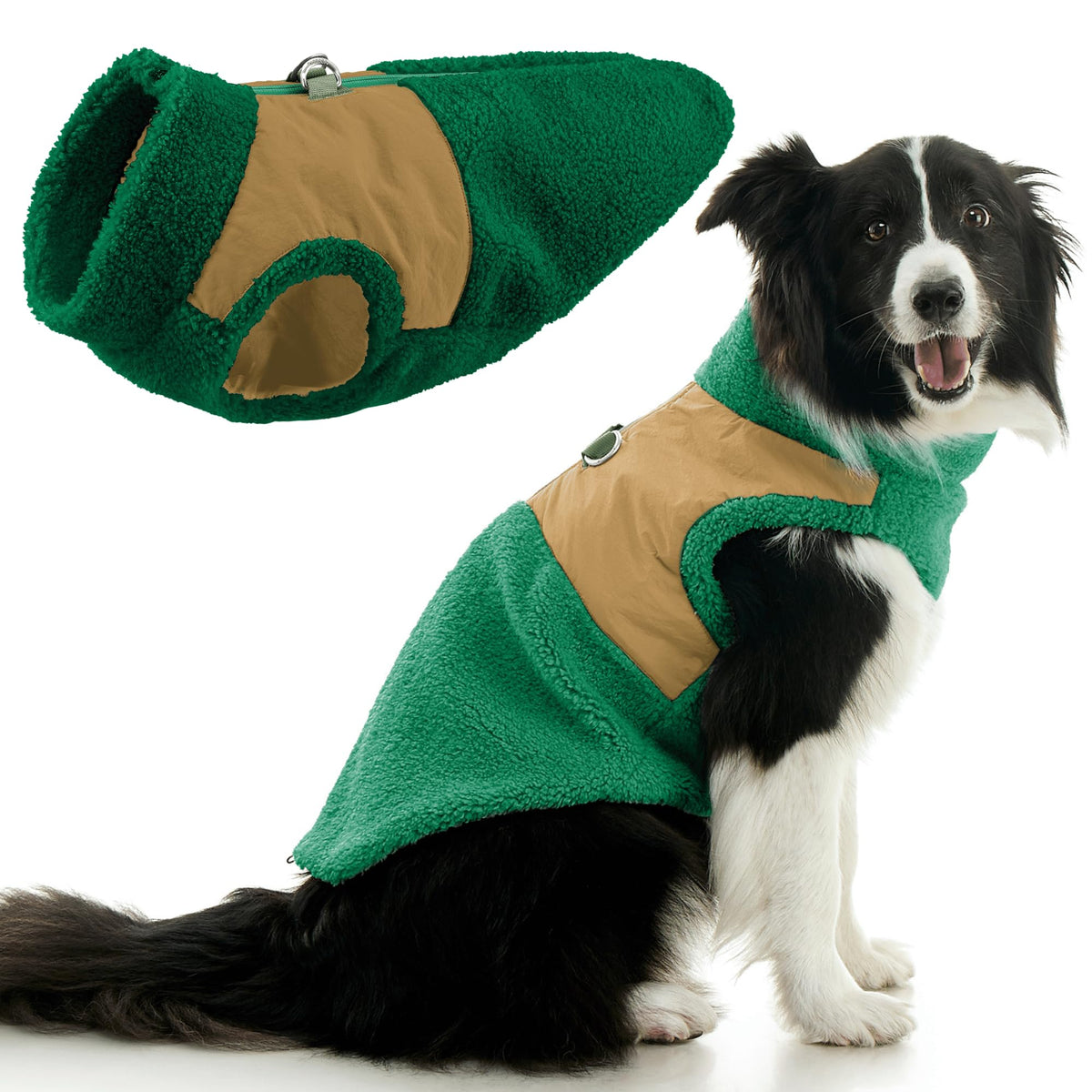 Gooby chaleco sherpa con cremallera, abrigo cómodo para paseos.