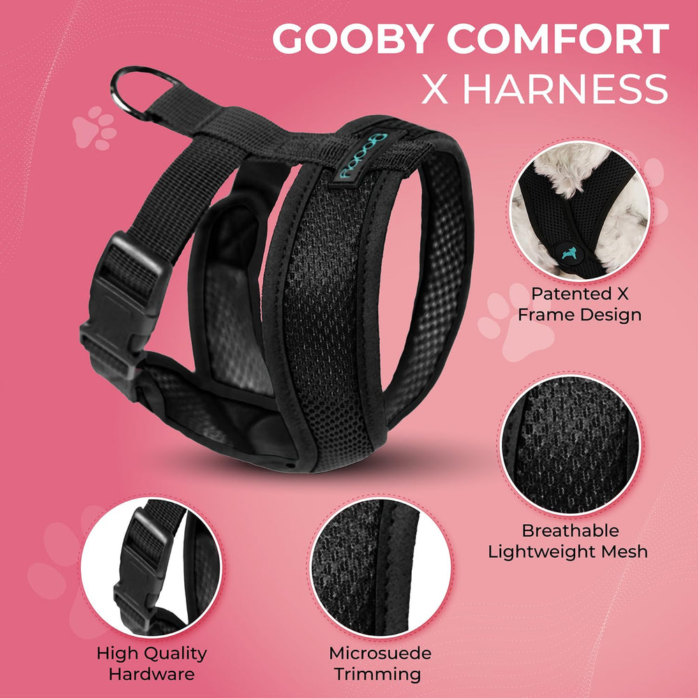Gooby Comfort X arnés con resistente anilla en D para mayor seguridad.