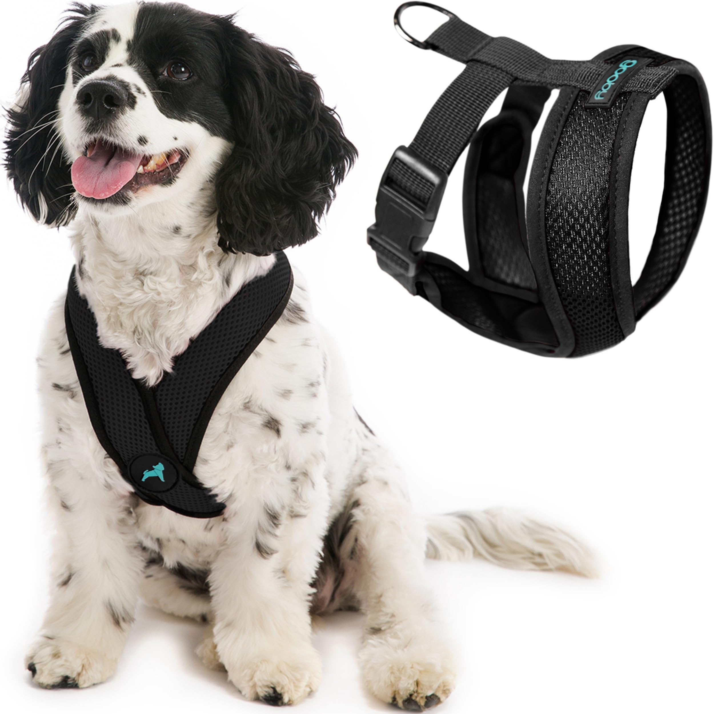 Gooby Comfort X arnés sin tirones con enfoque frontal para paseos seguros.
