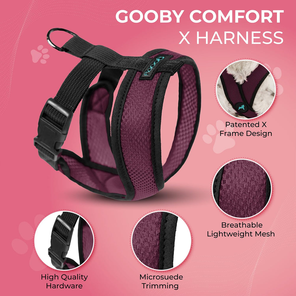Gooby Comfort X Arnés detalle correa: correa de metal resistente para durabilidad.