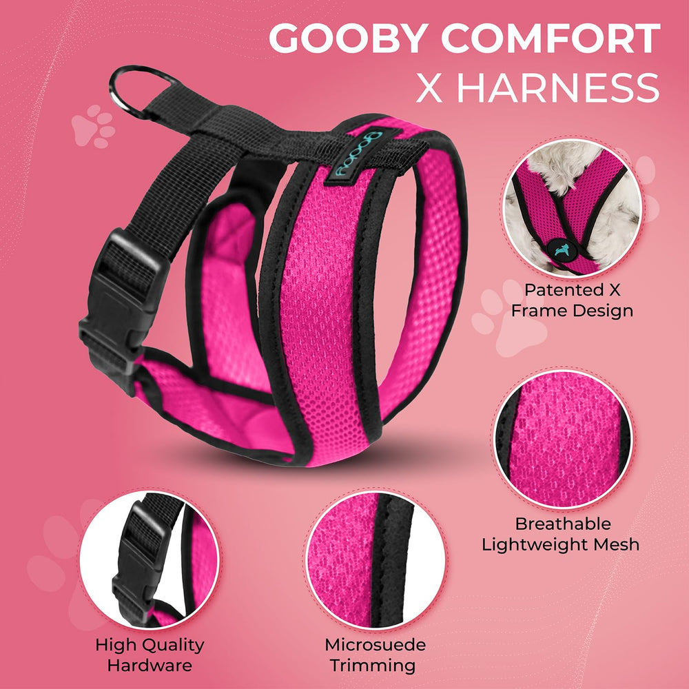 Gooby Comfort X Arnés Flamingo Pink espalda con anilla trasera para guía estable