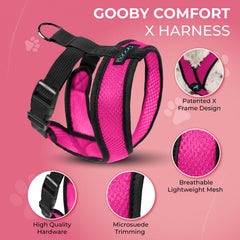Gooby Comfort X Arnés Flamingo Pink espalda con anilla trasera para guía estable
