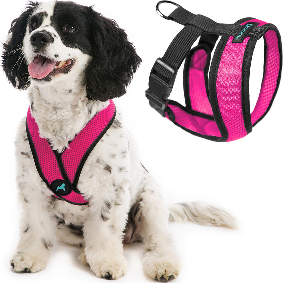Gooby Comfort X Arnés Flamingo Pink frontal, ajuste cómodo para paseos sin tirones