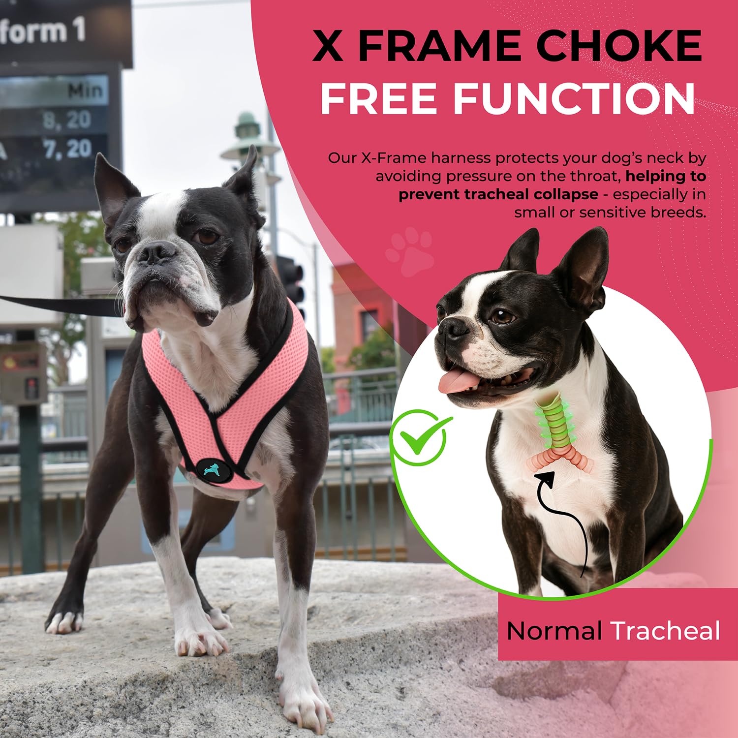 Gooby Comfort X Harness rosa, apta para lavado a máquina.