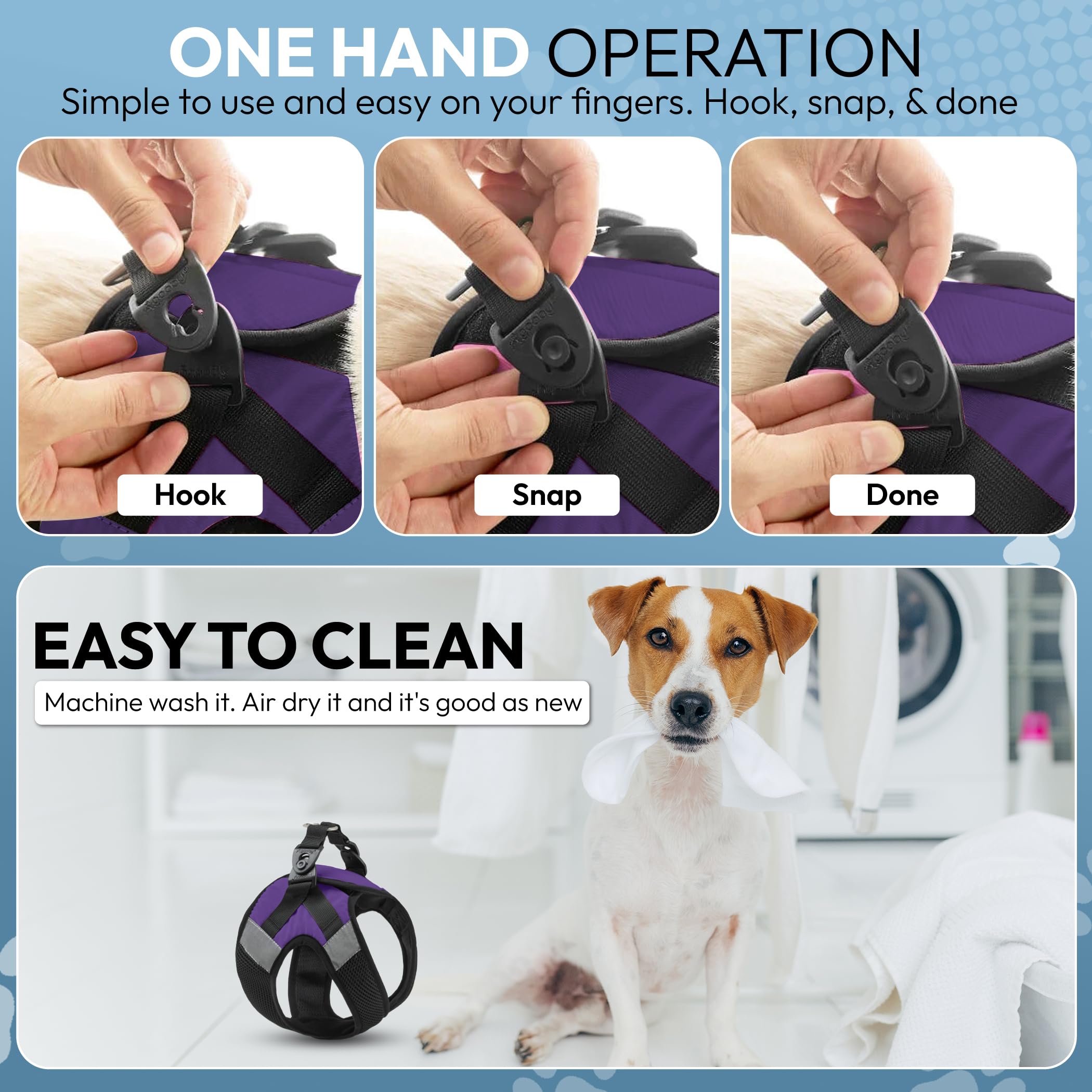 Gooby Soft Mesh X Step-In en purpura: control suave de la correa para paseos más relajados.