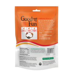GOOD 'N' FUN anillo-juego-triple-sabores en uso, experiencia de degustación para perros curiosos