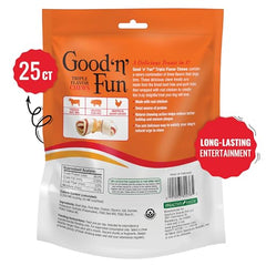 GOOD 'N' FUN Hueso mini sabor triple, detalle del producto para masticación.