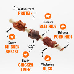 GOOD 'N' FUN Kabobs relleno de pato con sabores deliciosos